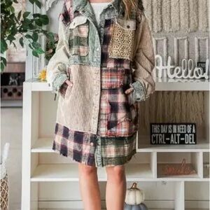 Oli & Hali Star Patchwork Mixed Plaid Jacket
